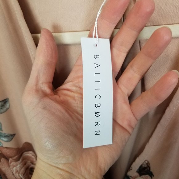 Baltic Born Womens XL Taupe Floral Chiffon Long Sl - Picture 7 of 9